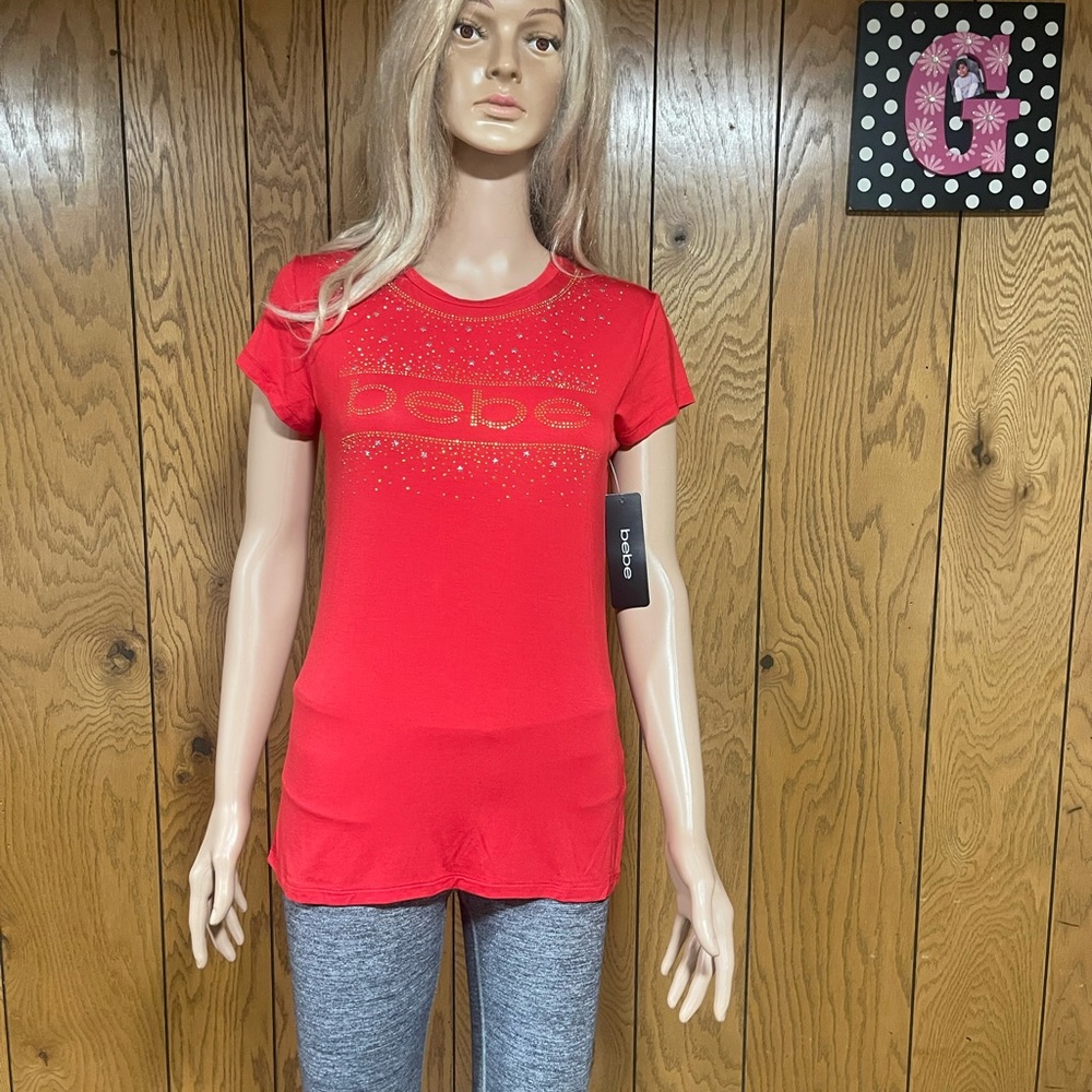 bebe" Blouse T Shirt Red -Size M...